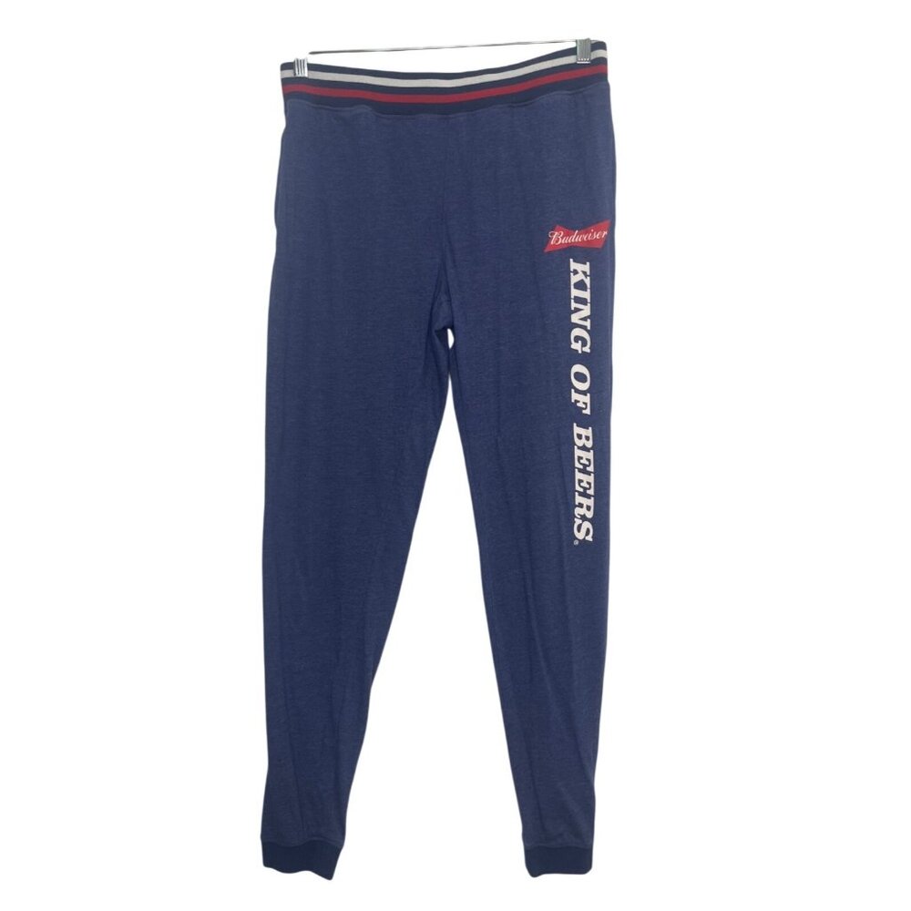 Budweiser Lounge Pants Mens Medium Blue King Of Beers Racer Leg